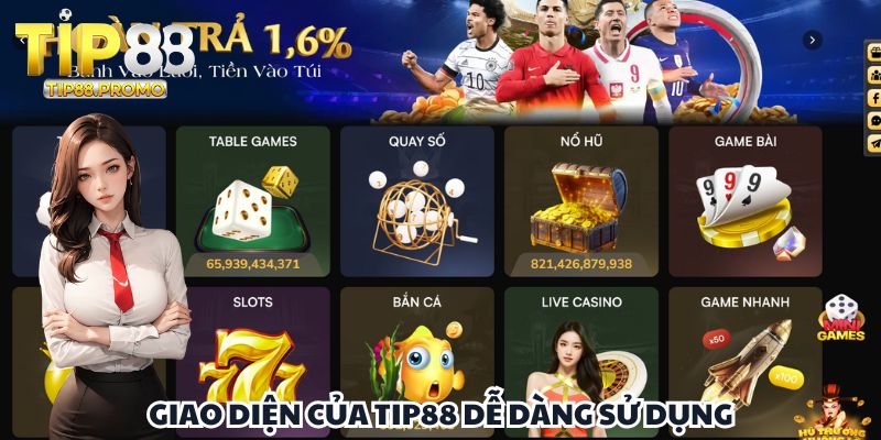 Giao diện của TIP88 dễ dàng sử dụng